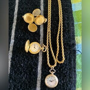 Women’s Vintage Baylor & Kelbert Pocket Watches Lot, Chain + free bonus